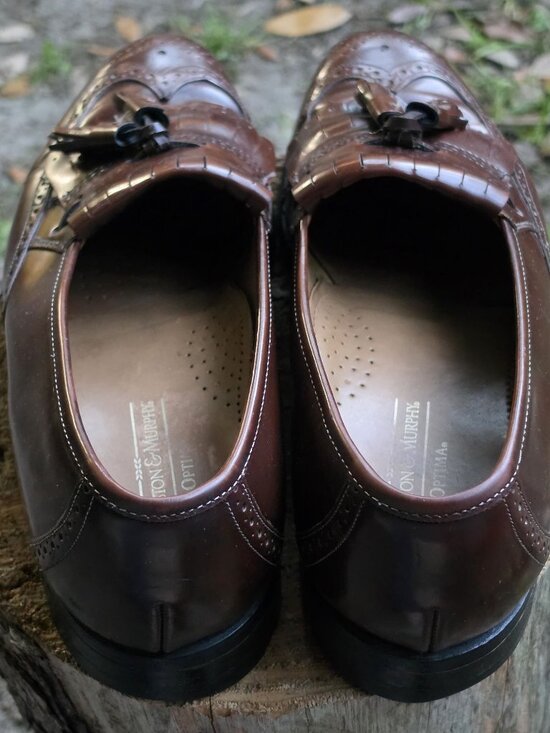 Vtg Johnston & Murphy Optima Burgundy Leather Kiltie Tassel Wingtip Loafers 9.5D main image 11